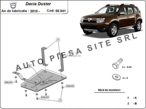 Scut metalic diferential Dacia Duster 4X4 fabricata in perioada 2010 - 2013 APS-00,041 piesa NOUA
