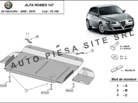 Scut metalic motor Alfa Romeo 147 fabricat in perioada 2000 - 2010 APS-01,100 piesa NOUA