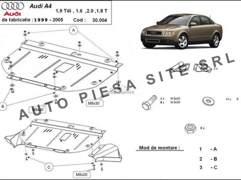 Scut metalic motor Audi A4 B6 (4 cilindrii) fabricat in perioada 2001 - 2005 APS-30,004 piesa NOUA