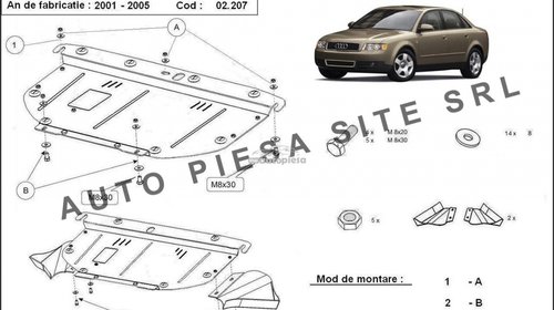 Scut metalic motor Audi A4 B6 (6 cilindr