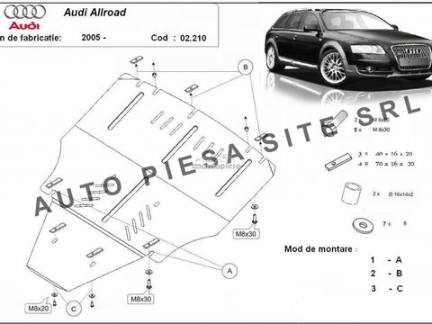 Scut metalic motor Audi A6 C6 Allroad fabricat in perioada 2006 - 2011 (fara laterale) APS-02,210 piesa NOUA