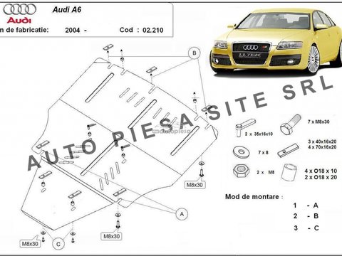 Scut metalic motor Audi A6 C6 fabricat in perioada 2004 - 2011 (fara laterale) APS-02,210 piesa NOUA