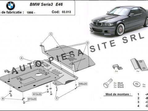 Scut metalic motor BMW Seria 3 E46 fabricat in perioada 1998 - 2004 APS-03,013 piesa NOUA