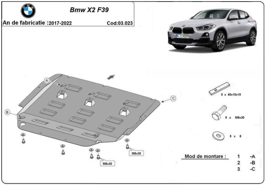 Scut metalic motor Bmw X2 F39 2018-2023