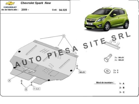 Scut metalic motor Chevrolet Spark fabricat incepand cu 2009 APS-04,025 piesa NOUA