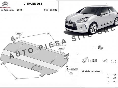 Scut metalic motor Citroen DS3 fabricat incepand cu 2009 APS-05,032 piesa NOUA