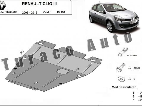 Scut metalic motor + cutie de viteza Renault Clio III, 1.5 dci, 2005-2012