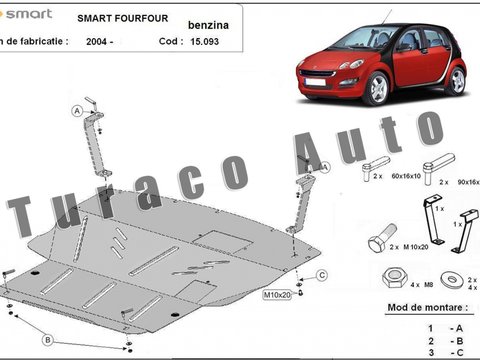 Scut metalic motor + cutie de viteza Smart Forfour benzina 1.3, 2004-2017