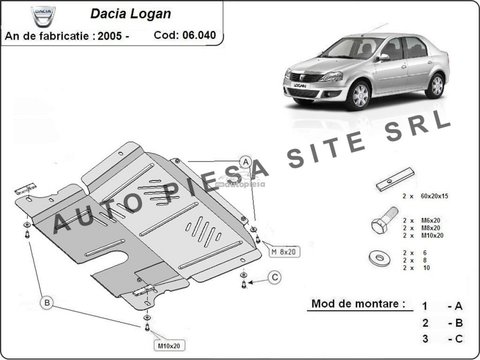 Scut metalic motor Dacia Logan 1 I / Logan MCV fabricata incepand cu 2005 APS-06,040 piesa NOUA