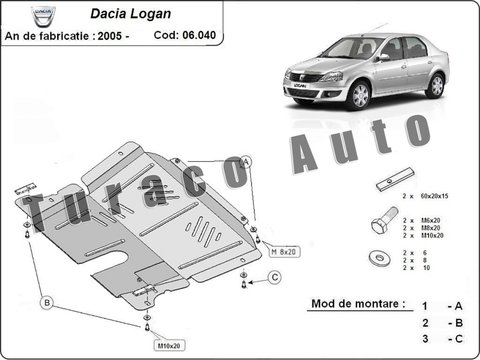 Scut metalic motor Dacia Logan I / Logan MCV 1.2, 1.4, 1.5 Tdci 2005-2017