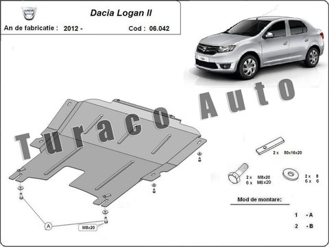Scut metalic motor Dacia Logan II / Logan MCV 1.2, 1.4, 1.5 Tdci 2012-2017