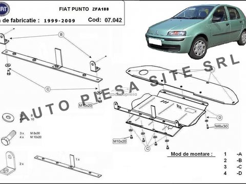 Scut metalic motor Fiat Punto (188) fabricat in perioada 1999 - 2009 APS-07,042 piesa NOUA