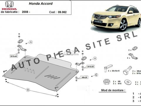 Scut metalic motor Honda Accord 8 VIII 2.0 / 2.4 fabricata incepand cu 2008 APS-09,062 piesa NOUA