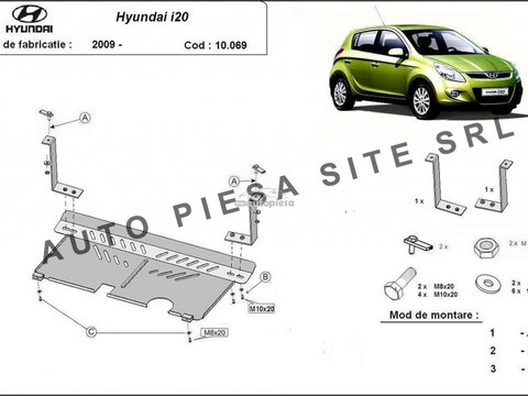 Scut metalic motor Hyundai i20 fabricat incepand cu 2009 APS-10,069 piesa NOUA