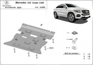 Scut metalic motor Mercedes GLE Coupe C292 2015-20