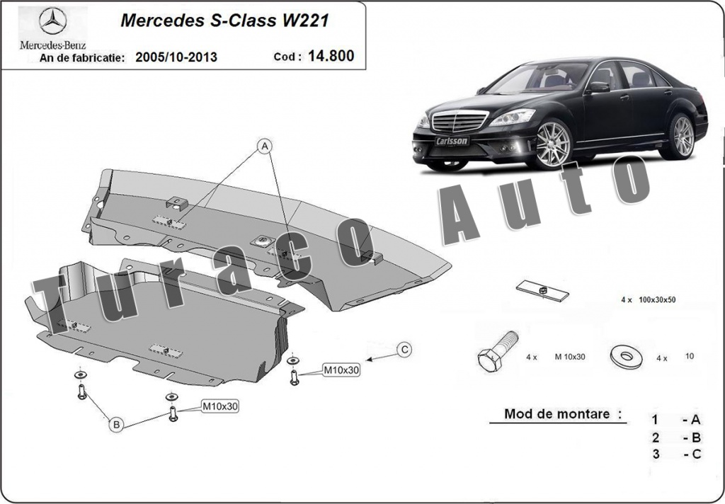 Scut metalic motor Mercedes S-Classe W221 2005-2013