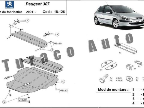 Scut metalic motor Peugeot 307 2001-2017