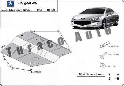 Scut metalic motor Peugeot 407 2004-2017
