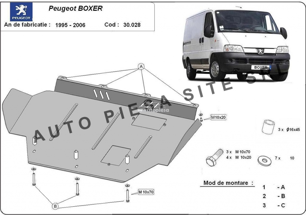 Scut metalic motor Peugeot Boxer (230, 244) in perioada 1996 - 2006 APS-30,028 piesa NOUA