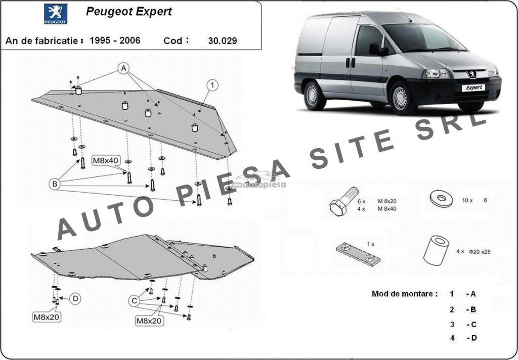 Scut metalic motor Peugeot Expert fabricat in perioada 1995 - 2006 APS-30,029 piesa NOUA