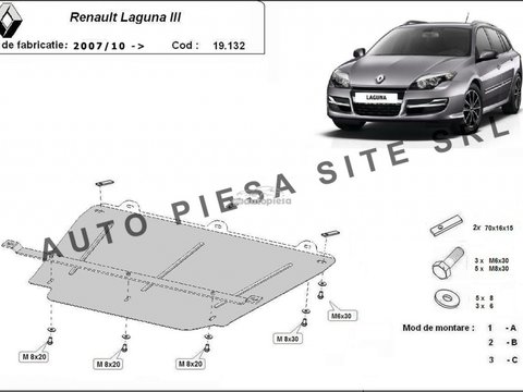 Scut metalic motor Renault Laguna 3 III fabricat incepand cu 2007 APS-19,132 piesa NOUA