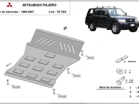 Scut metalic motor si radiator Mitsubishi Pajero 3 (V60, V70) Vers 2.0 1998-2007