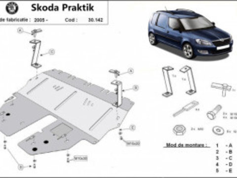 Scut metalic motor Skoda Praktik 1.2, 1.4, 1.9 Tdi, 2011-2017