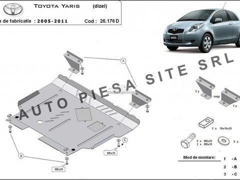 Scut metalic motor Toyota Yaris diesel fabricata in perioada 2005 - 2011 APS-26.176D piesa NOUA