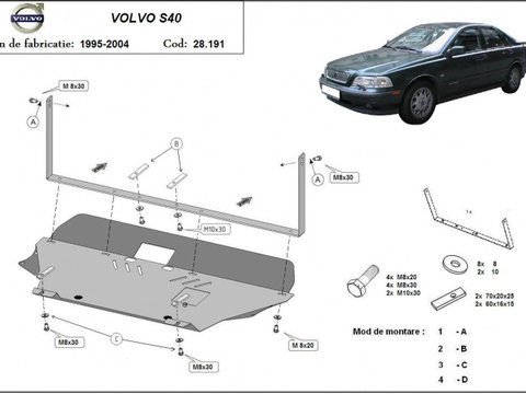 Scut metalic motor Volvo S40 1995-2004