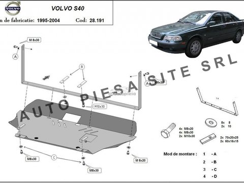 Scut metalic motor Volvo S40 fabricat in perioada 1995 - 2004 APS-28,191 piesa NOUA