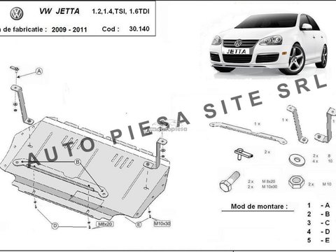 Scut metalic motor VW Jetta 4 IV 1.2 TSI / 1.4 TSI / 1.6 tdi fabricat in perioada 2010 - 2011 APS-30,140 piesa NOUA