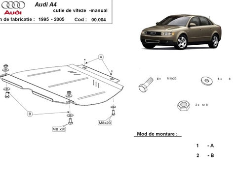 Scut metalic pentru cutia de viteze manuala Audi A4 B6 2000-2005