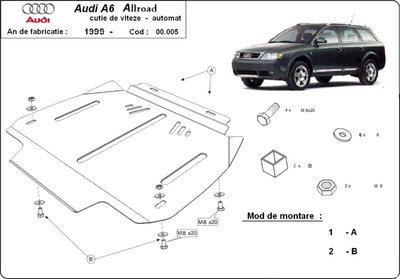 Scut metalic pentru cutie de viteze - automata Aud