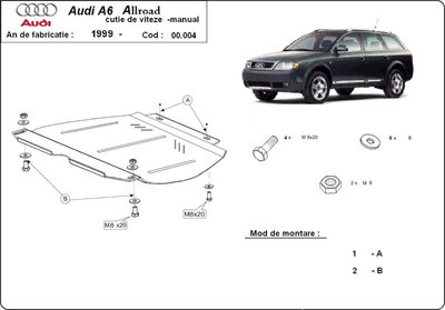 Scut metalic pentru cutie de viteze - manuala Audi