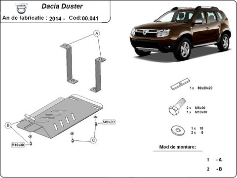 Scut metalic pentru diferential Dacia Duster II 2013-2017