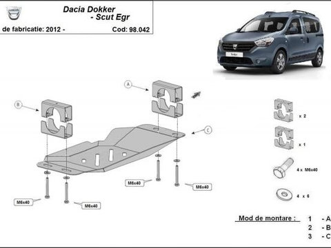 Scut metalic pentru EGR Dacia Dokker Stop&Go 2012-prezent