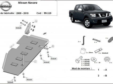 Scut metalic rezervor Nissan Navara D40 2005-2016