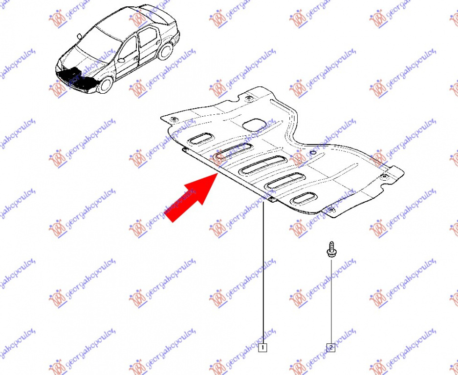 Scut motor Dacia Logan 1 Facelift / MCV 2008-2009-