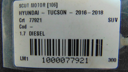 Scut motor Hyundai Tucson din 2016, moto