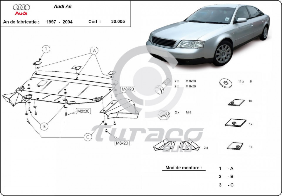 Scut motor metalic Audi A6 (C5) 1995-2000