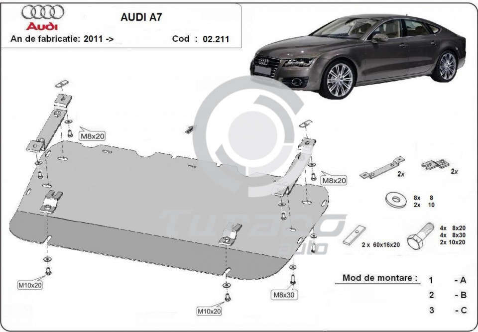 Scut motor metalic Audi A7 2011-2018