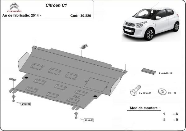 Scut motor metalic Citroen C1 2014-prezent