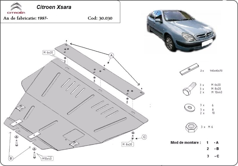 Scut motor metalic Citroen XSara 1997-2005