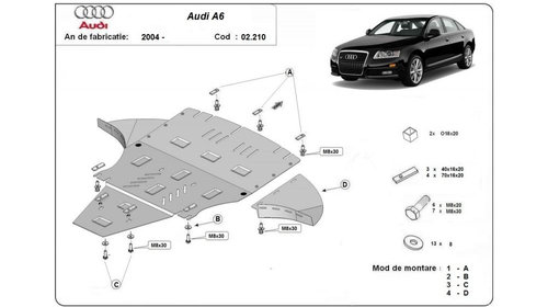 Scut motor metalic cu lateral Audi A6 (2