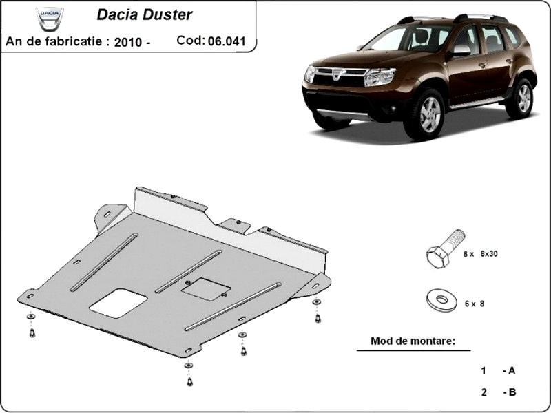 Scut motor metalic Dacia Duster III 2018-prezent