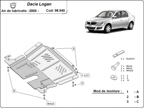 Scut motor metalic Dacia Logan 2004-2012
