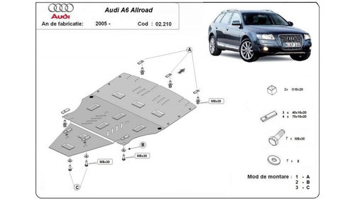 Scut motor metalic, fara lateral Audi A6