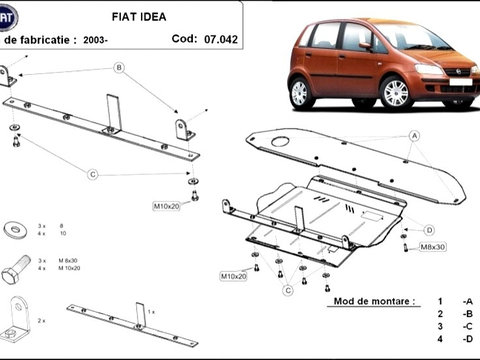 Scut motor metalic Fiat Idea 2004-2014