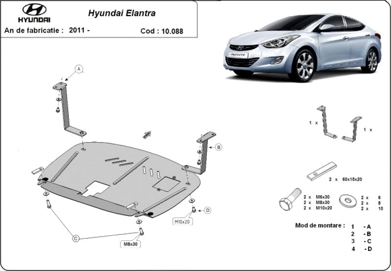 Scut motor metalic Hyundai Elantra 2011-2015