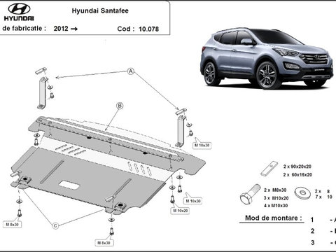 Scut motor metalic Hyundai Santa Fe III 2012-2018